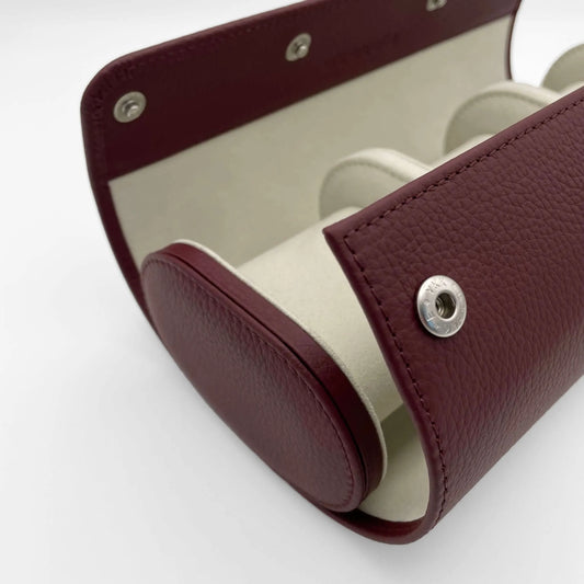 ATELIER Singapur – Uhrenrolle für 3 Uhren aus Leder · Aubergine