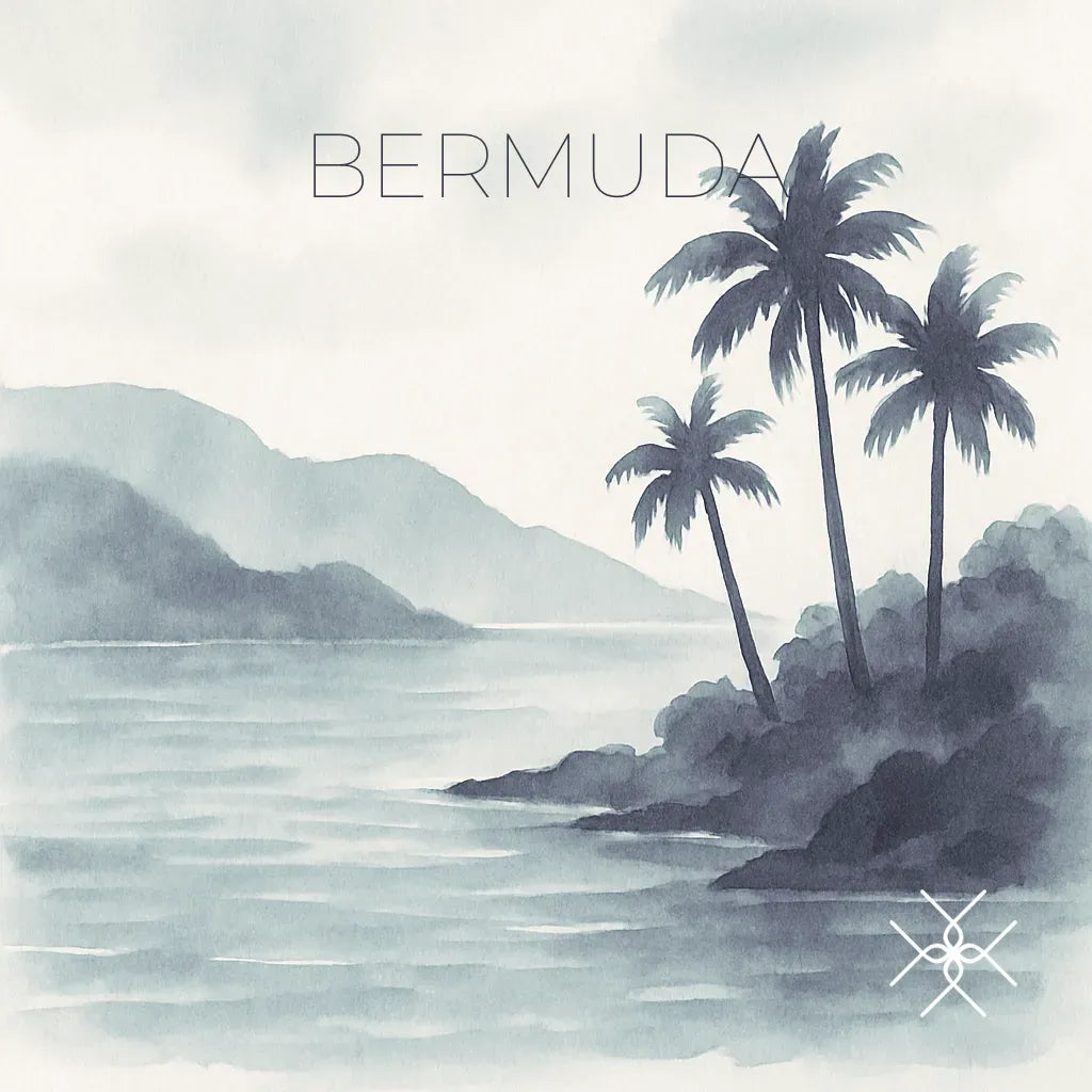 Bermuda in dunkelblauem Aquarell – Uhrenrolle BERMUDA – uhrenrolle