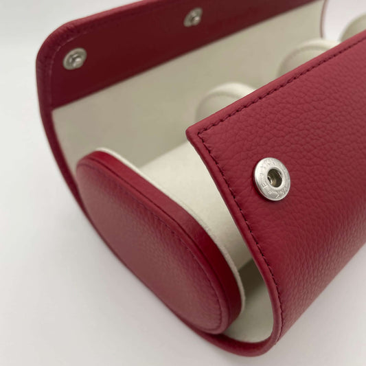 Uhrenrolle BORDEAUX - Leder Rot, Nahaufnahme, schräg, offen - uhrenrolle