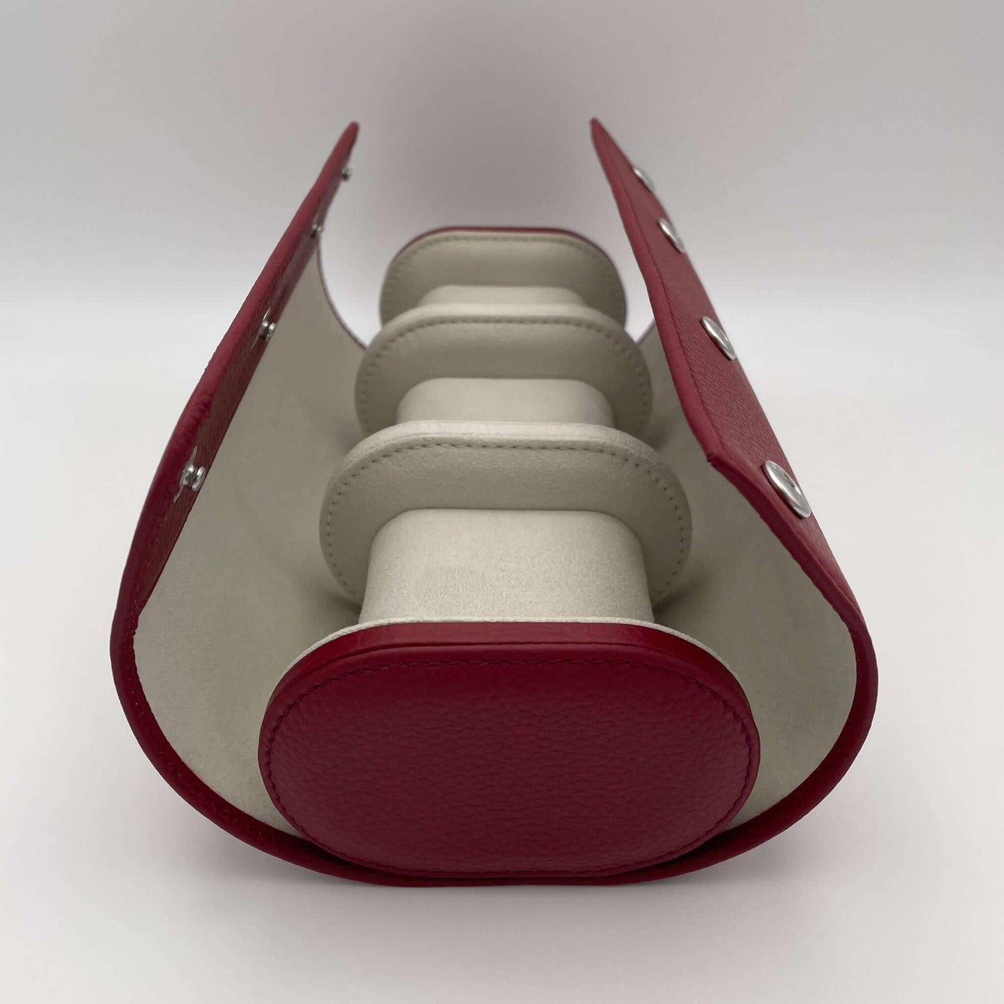Uhrenrolle BORDEAUX - Leder Rot, Seitenansicht, offen - uhrenrolle