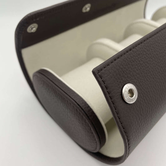 Uhrenrolle HAVANNA - Leder Dunkelbraun, Nahaufnahme, schräg, offen - uhrenrolle