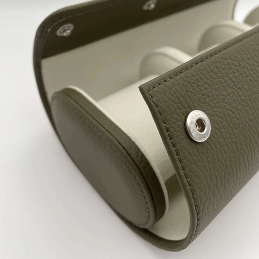 Uhrenrolle KALAMATA - Leder Olivgrün, Nahaufnahme schräg, offen - uhrenrolle