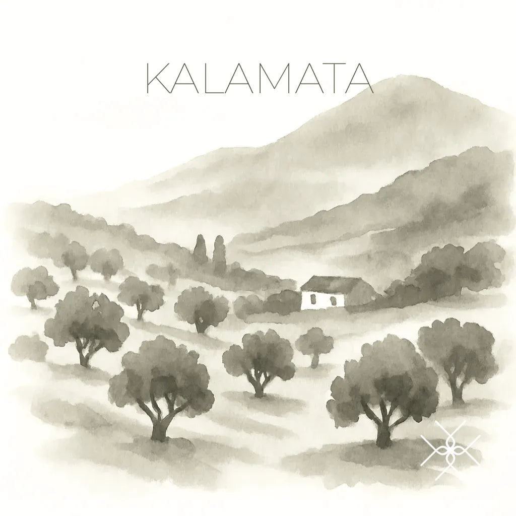 Kalamata in olivgrünem Aquarell – Uhrenrolle KALAMATA