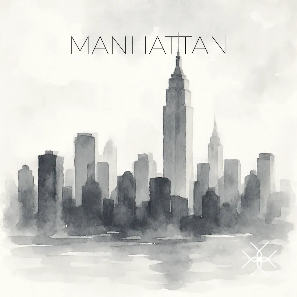 Manhattan in schwarzem Aquarell – Uhrenrolle MANHATTAN