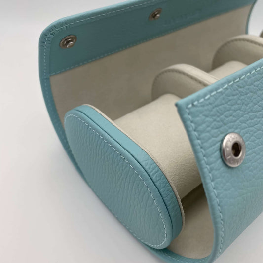 Uhrenrolle MIAMI - Leder Türkis Hellblau, Nahaufnahme, schräg, offen - uhrenrolle