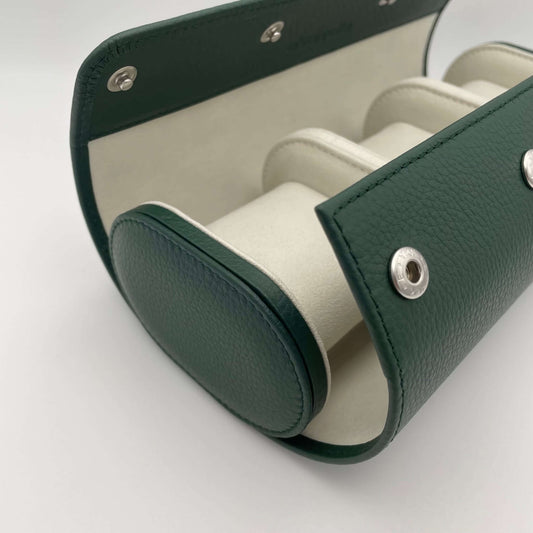 Uhrenrolle OXFORD - Leder Grün, Nahaufnahme, schräg, offen - uhrenrolle