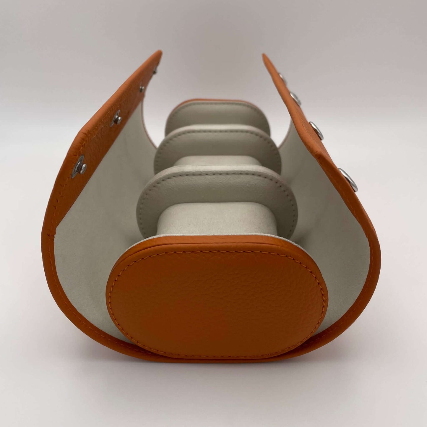 Uhrenrolle ANTWERPEN - Leder Orange, Seitenansicht, offen – uhrenrolle