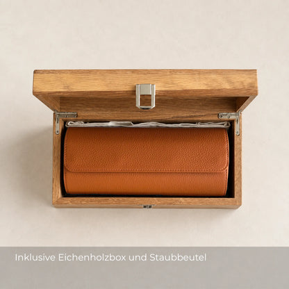 ATELIER Antwerpen – Uhrenrolle für 3 Uhren aus Leder · Orange