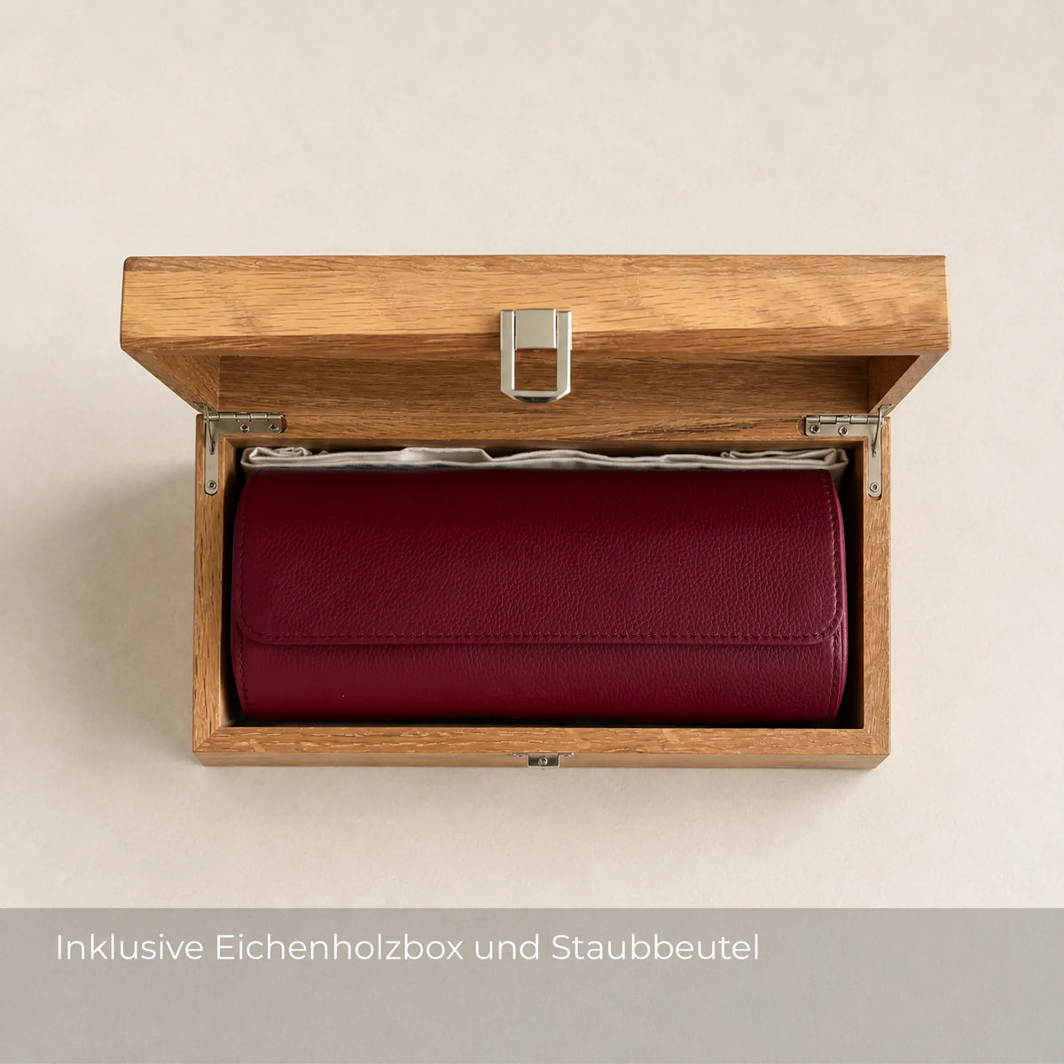 ATELIER Bordeaux – Uhrenrolle für 3 Uhren aus Leder · Rot