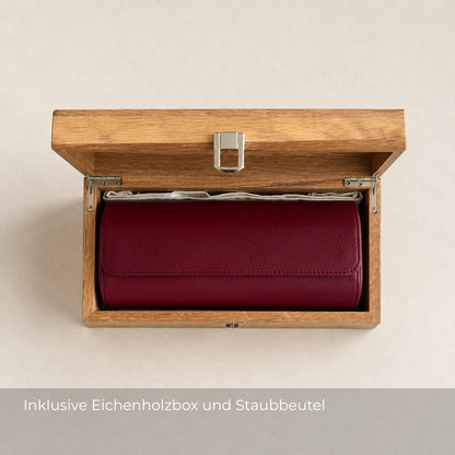 ATELIER Bordeaux – Uhrenrolle für 3 Uhren aus Leder · Rot