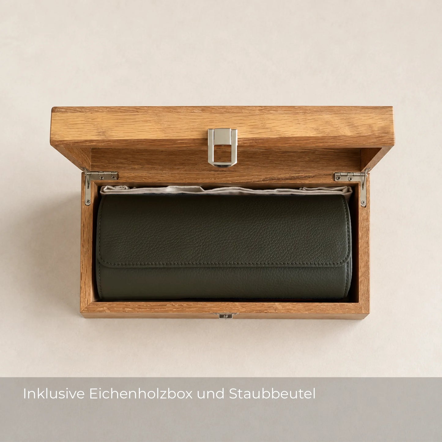 ATELIER Kalamata – Leder Uhrenrolle für 3 Uhren · Olivgrün