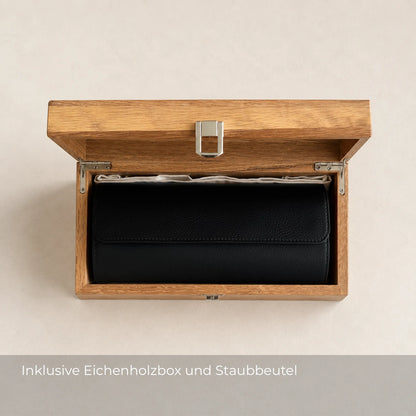 ATELIER Manhattan – Uhrenrolle für 3 Uhren aus Leder · Schwarz