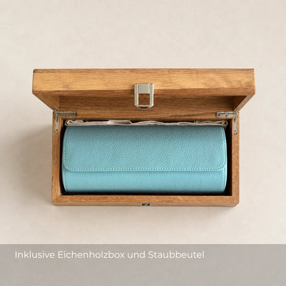 ATELIER Miami – Uhrenrolle für 3 Uhren aus Leder · Hellblau