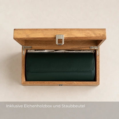 ATELIER Oxford – Uhrenrolle für 3 Uhren aus Leder · Dunkelgrün