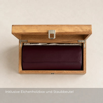ATELIER Singapur – Uhrenrolle für 3 Uhren aus Leder · Aubergine