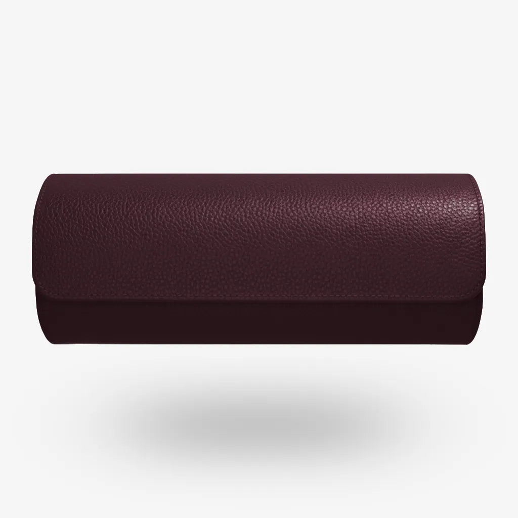 Uhrenrolle ATELIER Singapur für 3 Uhren aus auberginefarbenem Leder