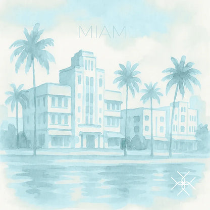 Miami in hellblauem Aquarell – Uhrenrolle MIAMI – uhrenrolle